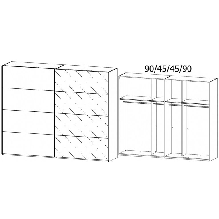 Rauch Beluga Extra 271cm 2 Door Sliding Wardrobe with Grey Mirror - Artisan Oak