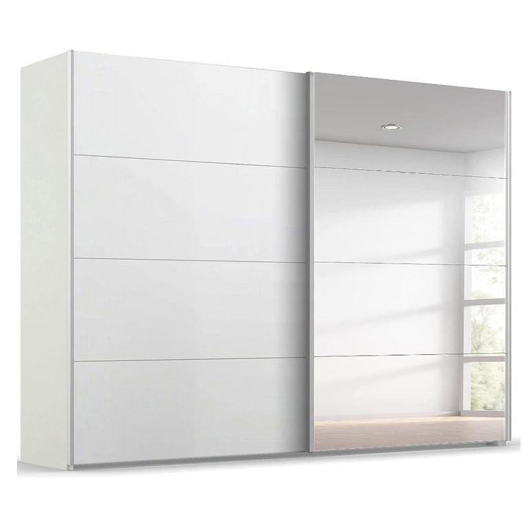 Beluga Extra Sliding Wardrobe - 271cm - 2 Door - Mirror - Alpine White