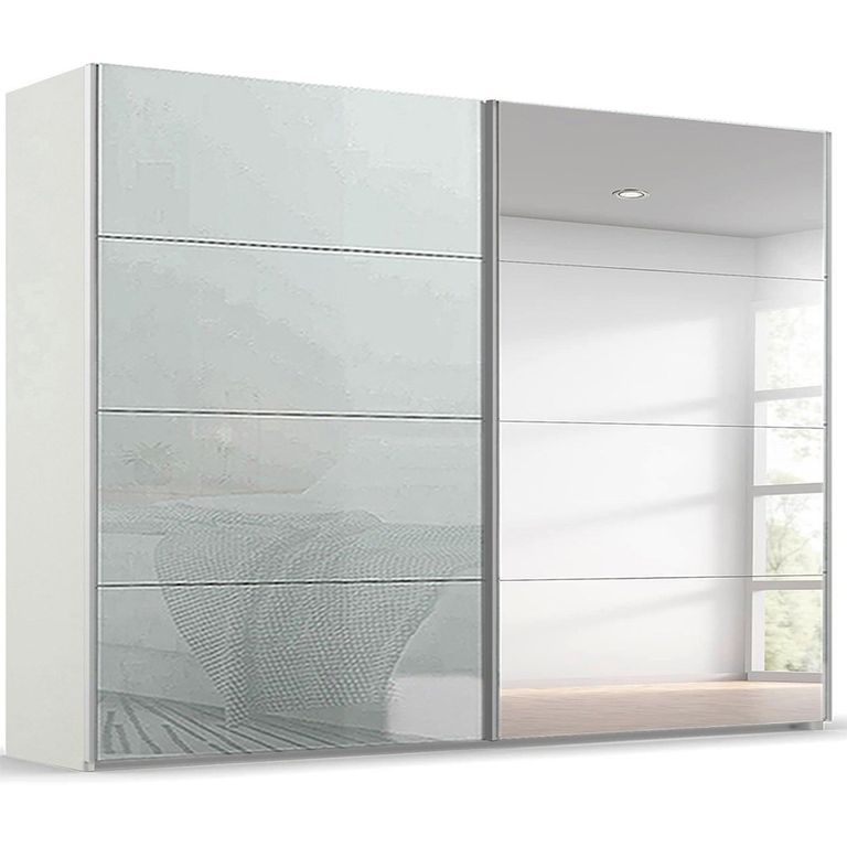 Beluga Extra Sliding Wardrobe - 271cm - 2 Door - Mirror - Alpine White & Silk Grey Glass
