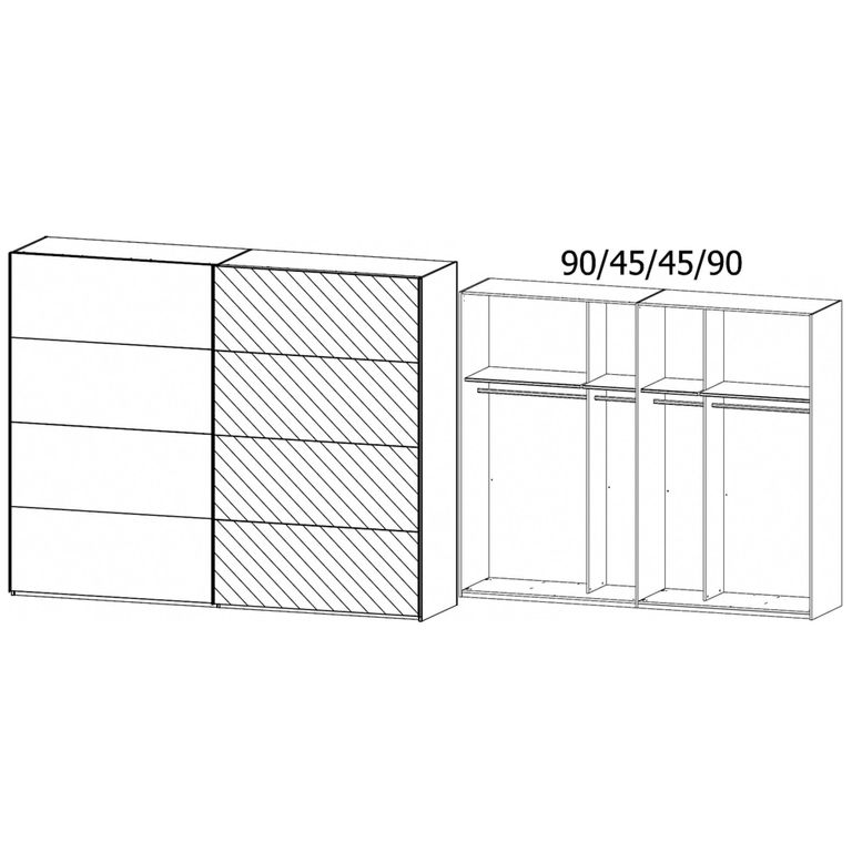 Beluga Extra Sliding Wardrobe - 271cm - 2 Door - Mirror - Artisan Oak