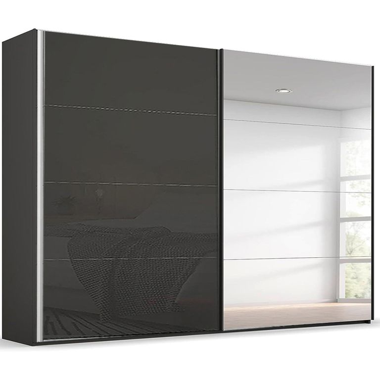 Beluga Extra Sliding Wardrobe - 271cm - 2 Door - Mirror - Graphite & Basalt Glass