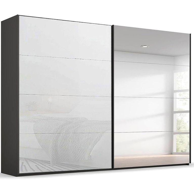 Beluga Extra Sliding Wardrobe - 271cm - 2 Door - Mirror - Graphite & White Glass