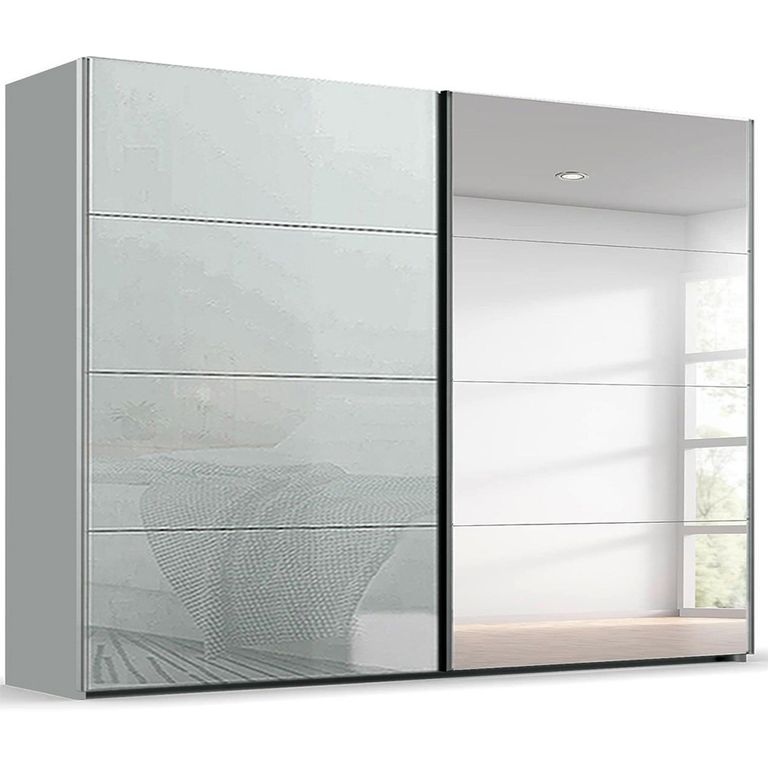 Beluga Extra Sliding Wardrobe - 271cm - 2 Door - Mirror - Silk Grey & Silk Grey Glass