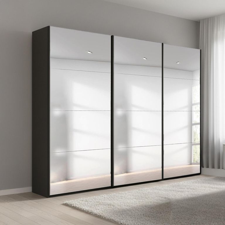 Beluga Extra Sliding Wardrobe - 271cm - 3 Door - Mirrored - Graphite