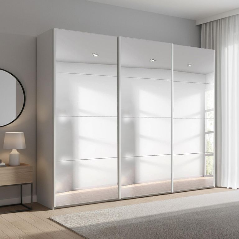 Beluga Extra Sliding Wardrobe - 271cm - 3 Door - Mirrored - Silk Grey