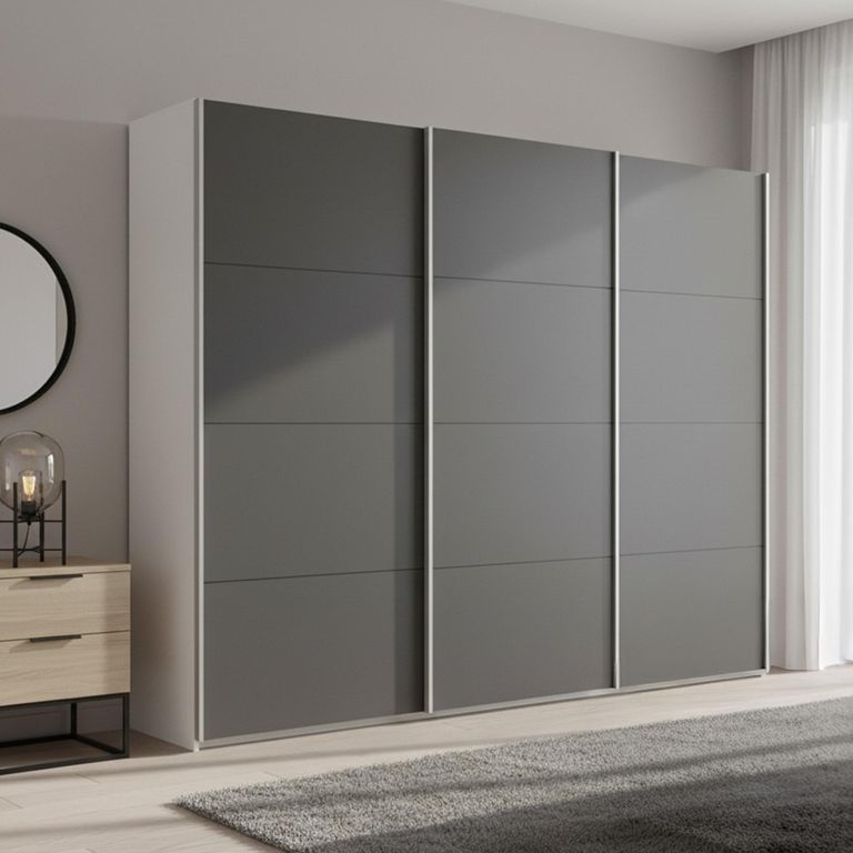 Beluga Extra Sliding Wardrobe - 271cm - 3 Door - Alpine White & Graphite