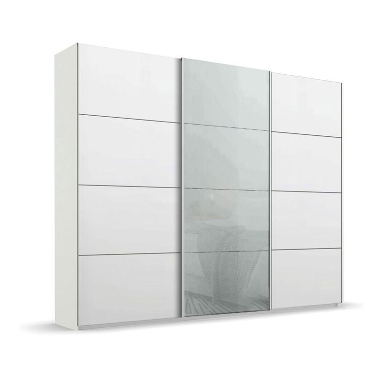 Beluga Extra Sliding Wardrobe - 271cm - 3 Door - Alpine White & Silk Grey Glass Front