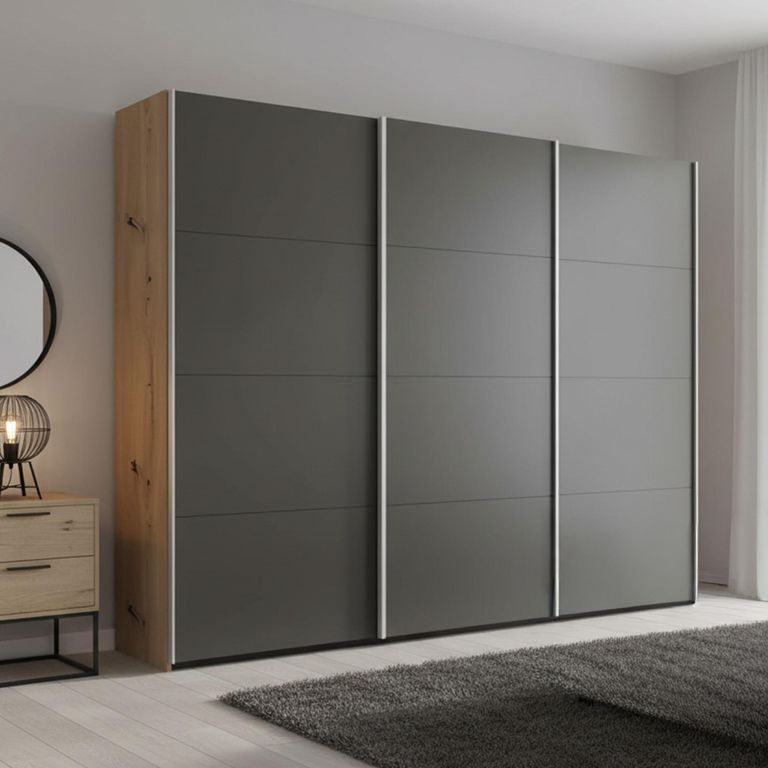 Beluga Extra Sliding Wardrobe - 271cm - 3 Door - Artisan Oak & Graphite