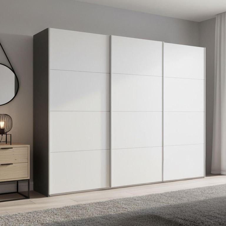 Beluga Extra Sliding Wardrobe - 271cm - 3 Door - Graphite & Alpine White