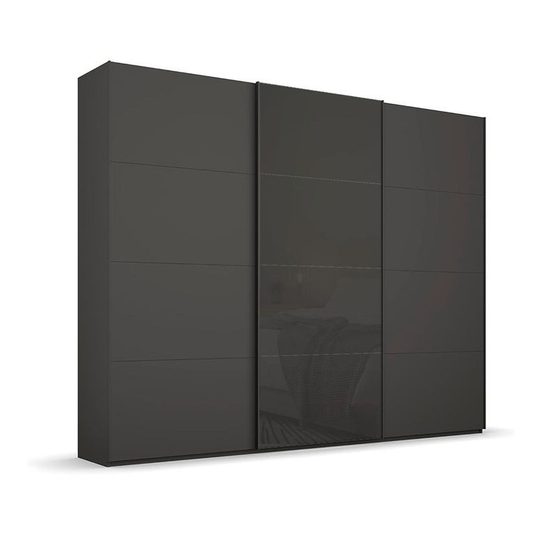 Beluga Extra Sliding Wardrobe - 271cm - 3 Door - Graphite & Basalt Glass Front