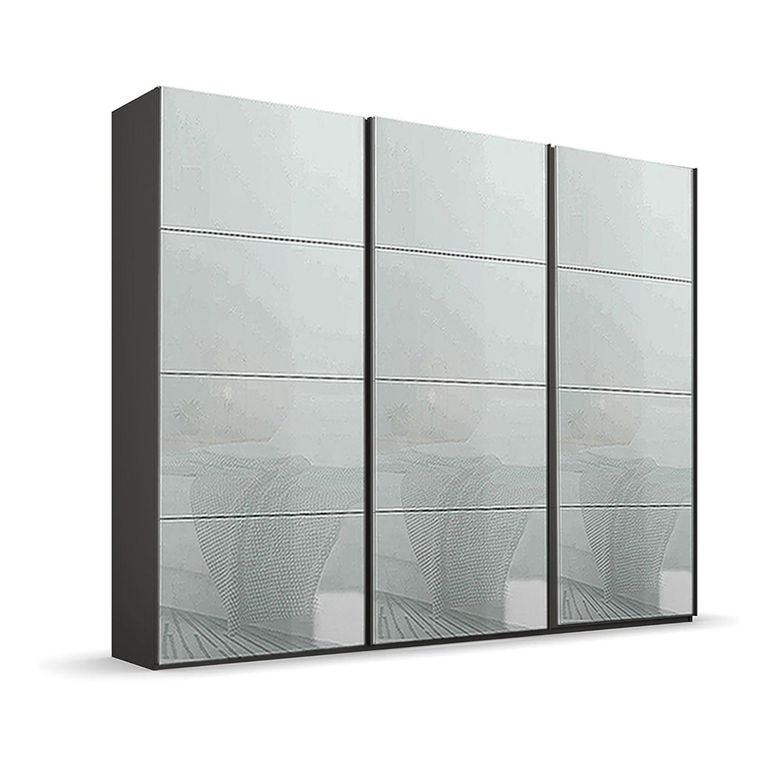Beluga Extra Sliding Wardrobe - 271cm - 3 Door - Graphite & Silk Grey Glass