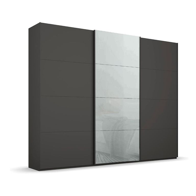 Beluga Extra Sliding Wardrobe - 271cm - 3 Door - Graphite & Silk Grey Glass Front