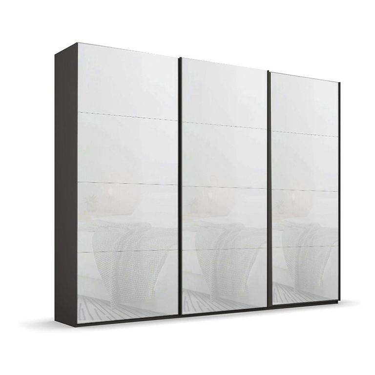 Beluga Extra Sliding Wardrobe - 271cm - 3 Door - Graphite & White Glass