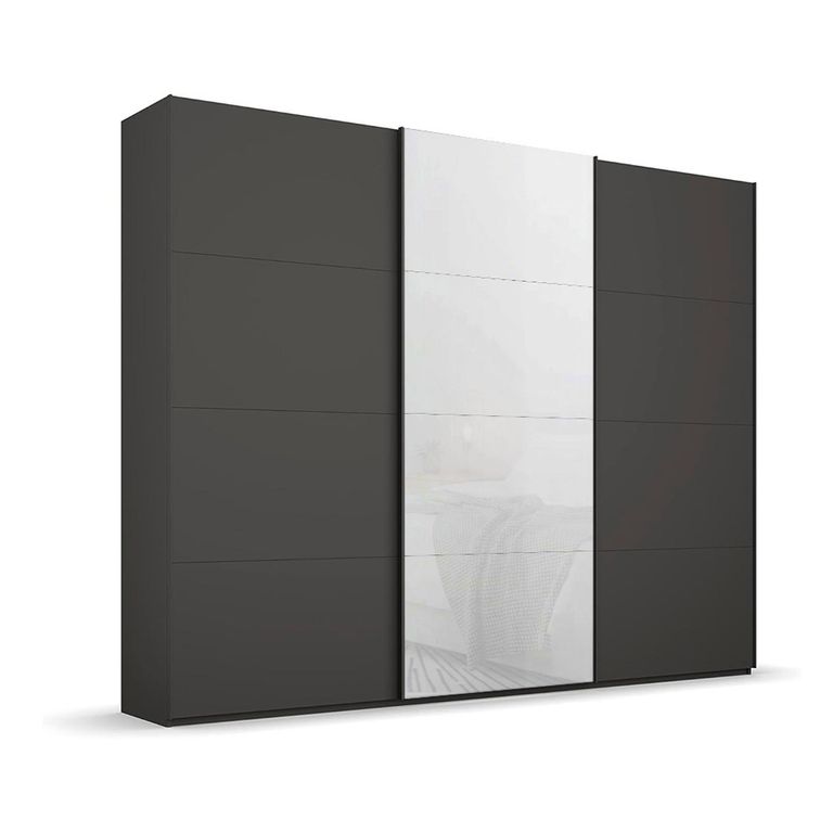 Beluga Extra Sliding Wardrobe - 271cm - 3 Door - Graphite & White Glass Front