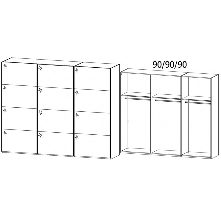 Beluga Extra Sliding Wardrobe - 271cm - 3 Door - Graphite & White High Gloss