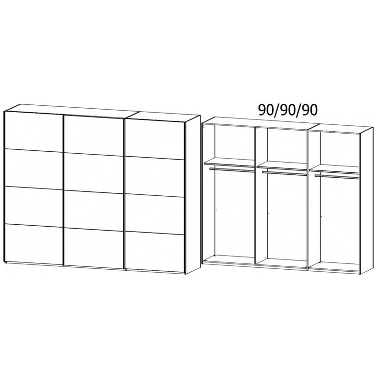 Beluga Extra Sliding Wardrobe - 271cm - 3 Door - Silk Grey & Graphite