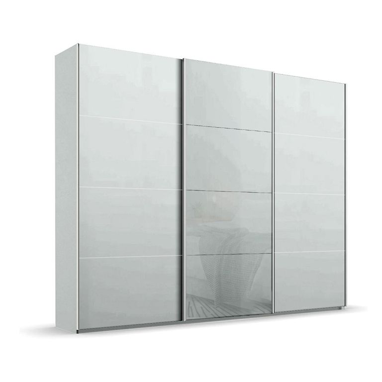 Beluga Extra Sliding Wardrobe - 271cm - 3 Door - Silk Grey & Silk Grey Glass Front