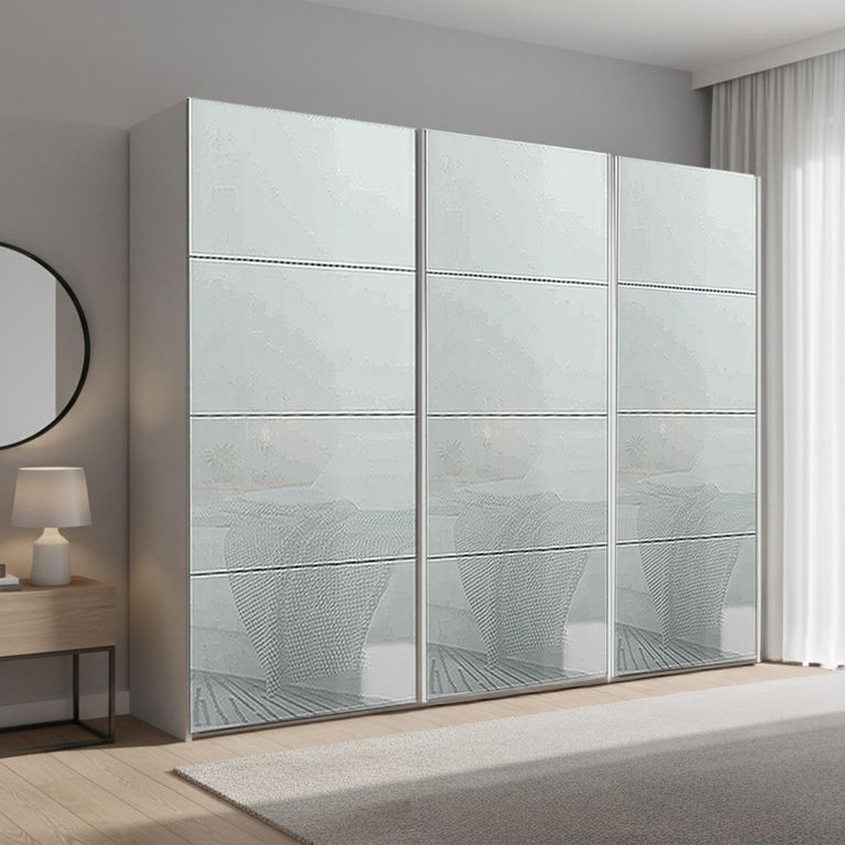 Beluga Extra Sliding Wardrobe - 271cm - 3 Door - Silk Grey & Silk Grey Glass
