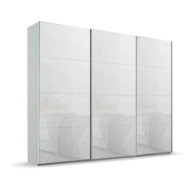 Beluga Extra Sliding Wardrobe - 271cm - 3 Door - Silk Grey & White Glass
