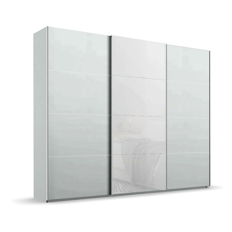 Beluga Extra Sliding Wardrobe - 271cm - 3 Door - Silk Grey & White Glass Front