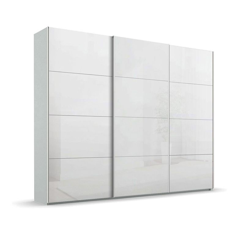 Beluga Extra Sliding Wardrobe - 271cm - 3 Door - Silk Grey & White High Gloss