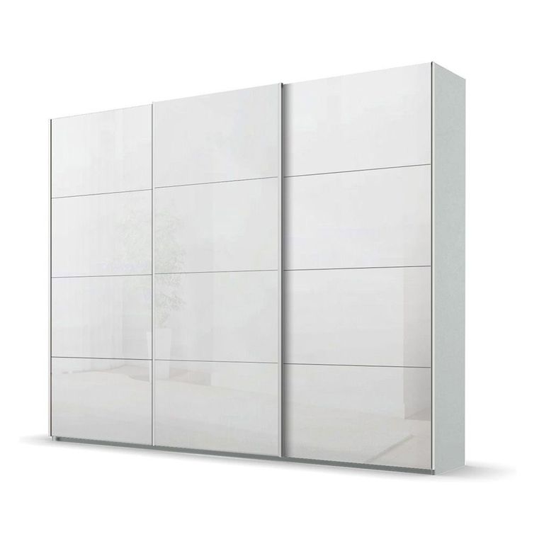 Beluga Extra Sliding Wardrobe - 271cm - 3 Door - Silk Grey & White High Gloss