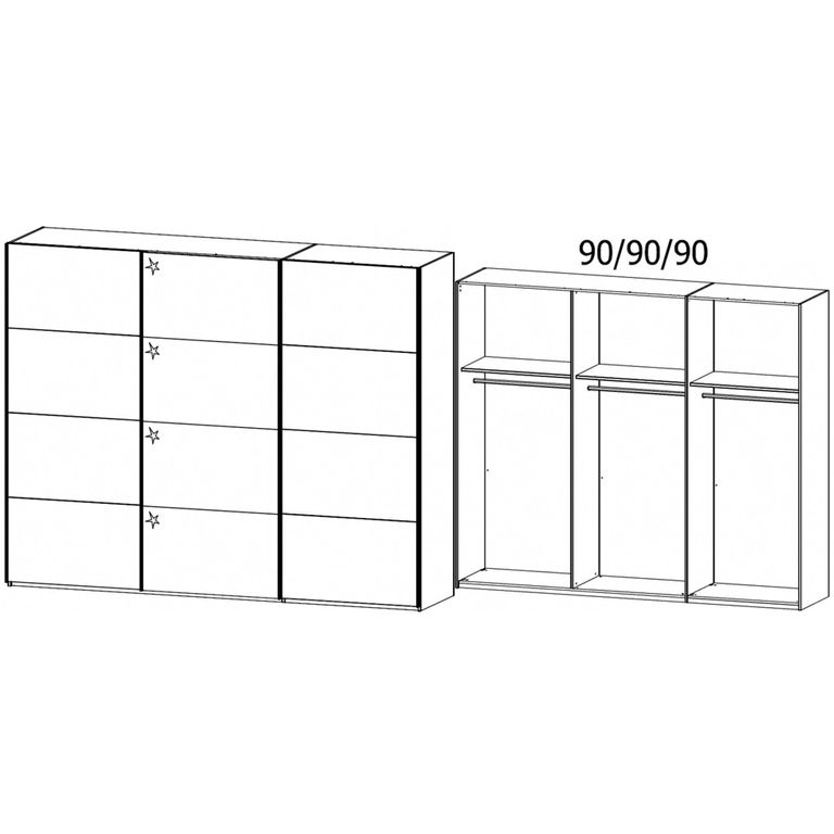 Beluga Extra Sliding Wardrobe - 271cm - 3 Door - White High Gloss & Silk Grey Front