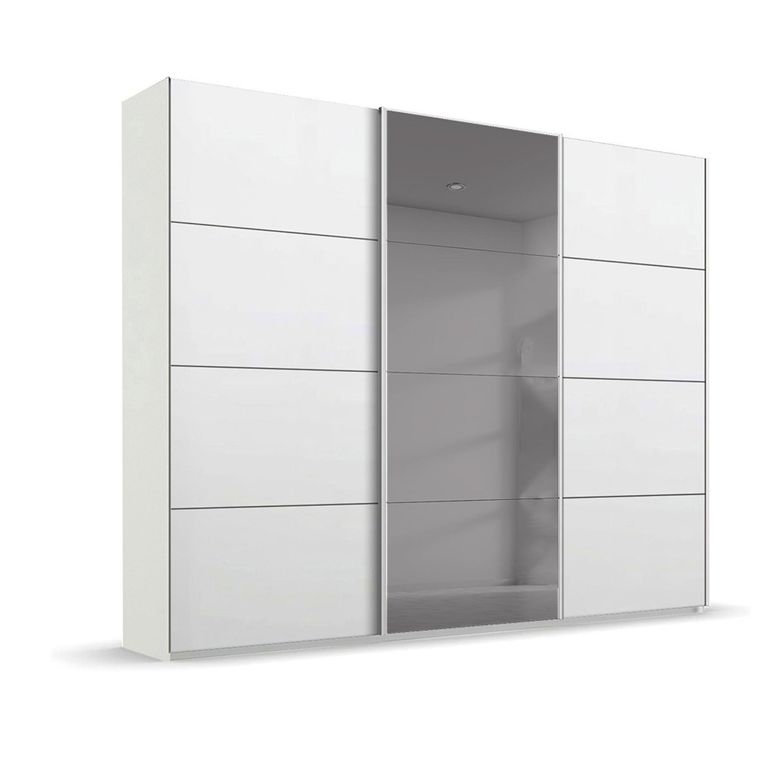 Rauch Beluga Extra 271cm 3 Door Sliding Wardrobe with Grey Mirror - Alpine White