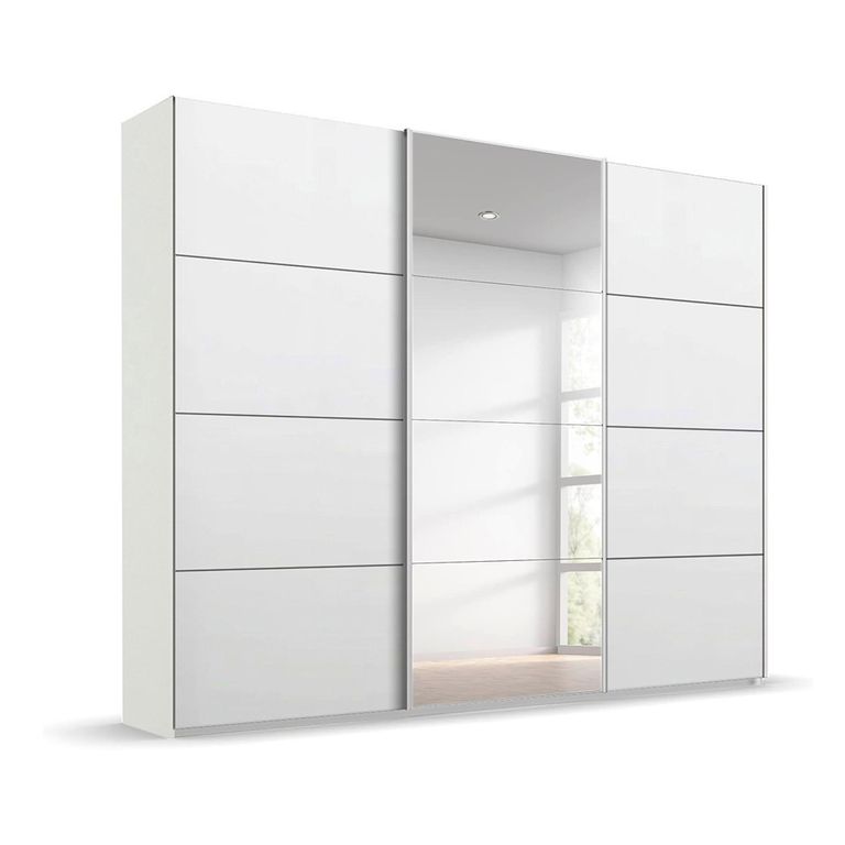 Beluga Extra Sliding Wardrobe - 271cm - 3 Door - Mirror - Alpine White