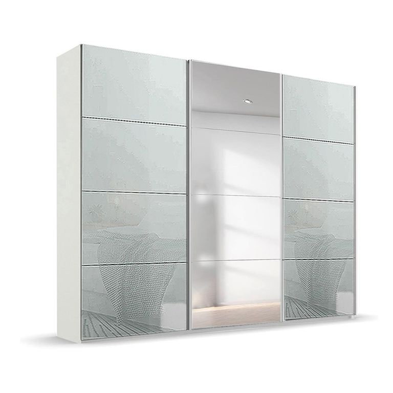 Beluga Extra Sliding Wardrobe - 271cm - 3 Door - Mirror - Alpine White & Silk Grey Glass