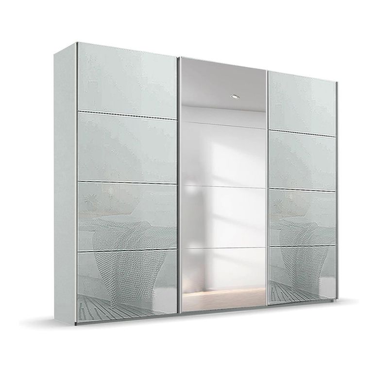 Beluga Extra Sliding Wardrobe - 271cm - 3 Door - Mirror - Silk Grey & Silk Grey Glass