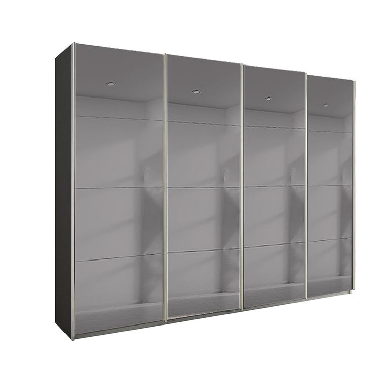 Beluga Extra Sliding Wardrobe - 271cm - 4 Door - Grey Mirrored - Graphite