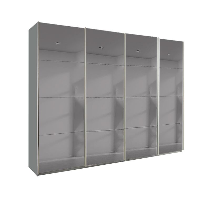Beluga Extra Sliding Wardrobe - 271cm - 4 Door - Grey Mirrored - Silk Grey