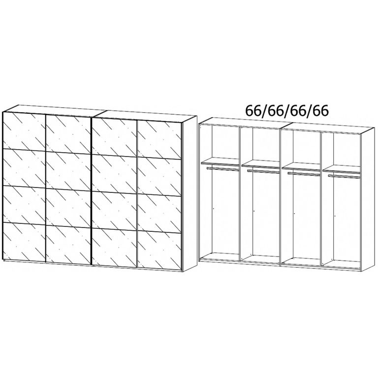 Beluga Extra Sliding Wardrobe - 271cm - 4 Door - Grey Mirrored - Silk Grey