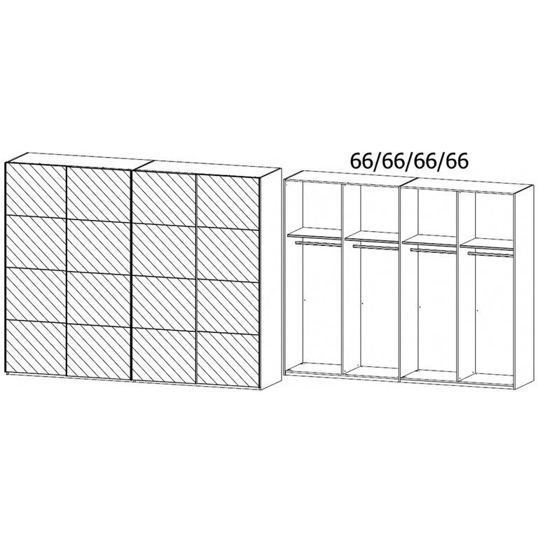 Beluga Extra Sliding Wardrobe - 271cm - 4 Door - Mirrored - Artisan Oak