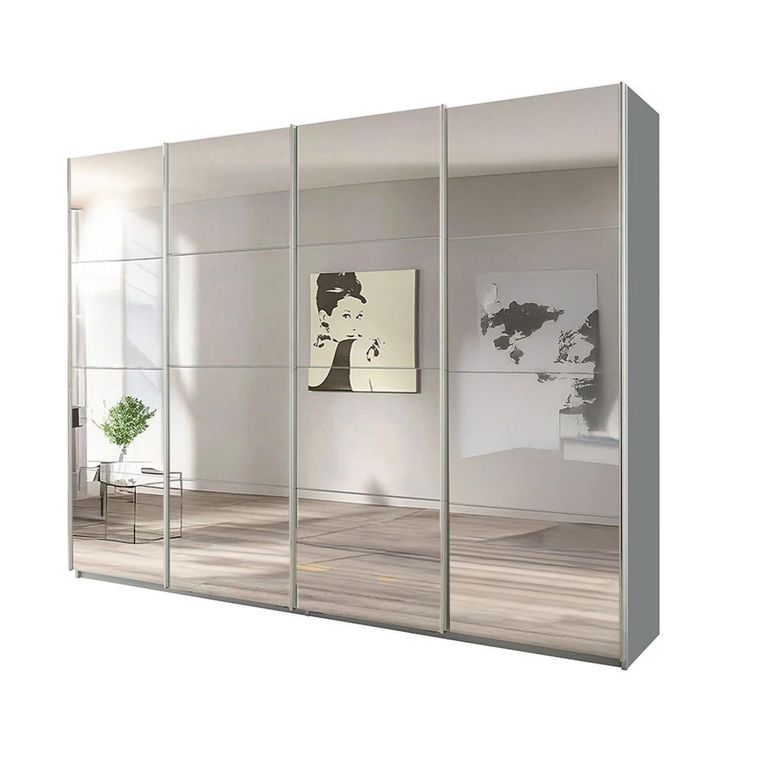 Beluga Extra Sliding Wardrobe - 271cm - 4 Door - Mirrored - Silk Grey