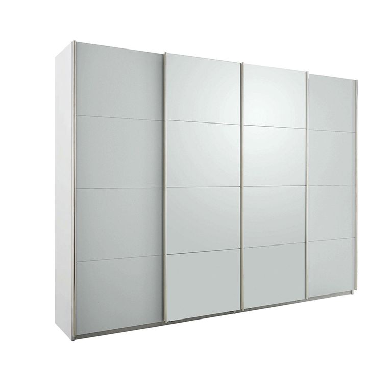 Beluga Extra Sliding Wardrobe - 271cm - 4 Door - Alpine White & Silk Grey