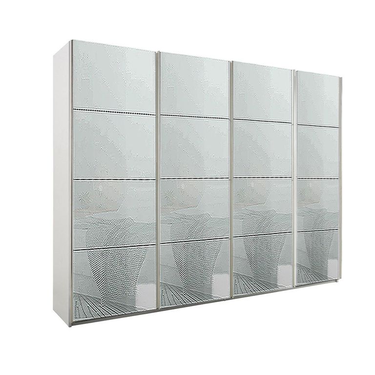 Beluga Extra Sliding Wardrobe - 271cm - 4 Door - Alpine White & Silk Grey Glass