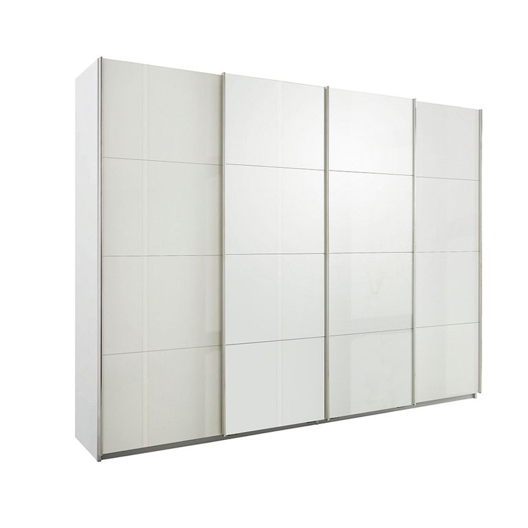Beluga Extra Sliding Wardrobe - 271cm - 4 Door - Alpine White & White High Gloss