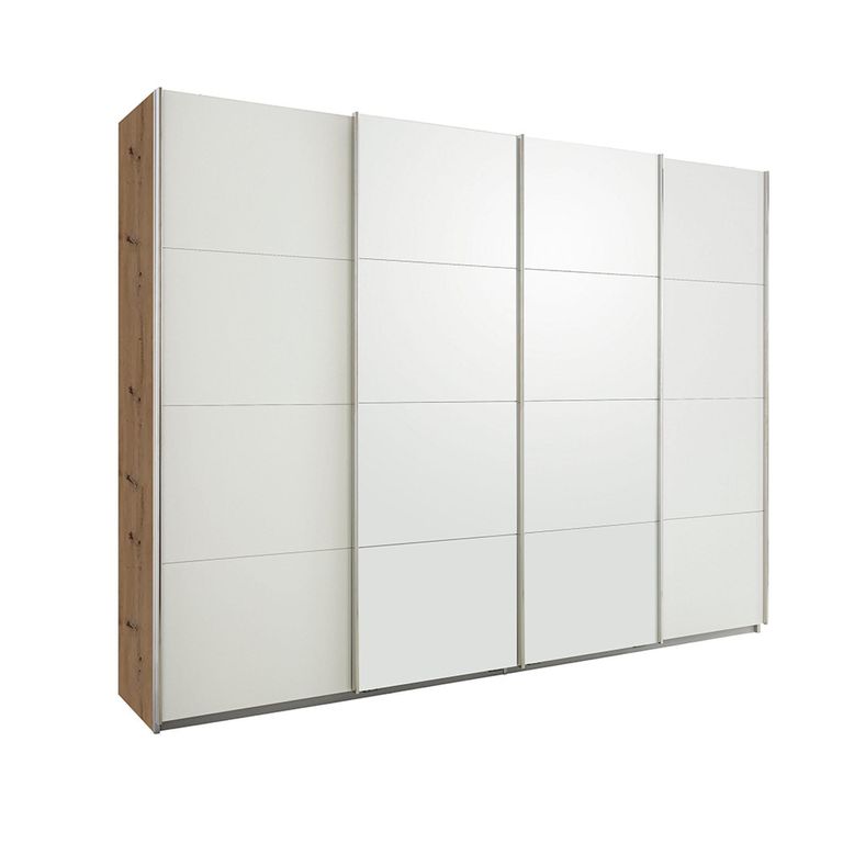 Beluga Extra Sliding Wardrobe - 271cm - 4 Door - Artisan Oak & Alpine White
