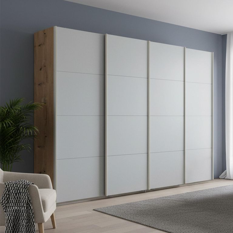 Beluga Extra Sliding Wardrobe - 271cm - 4 Door - Artisan Oak & Silk Grey
