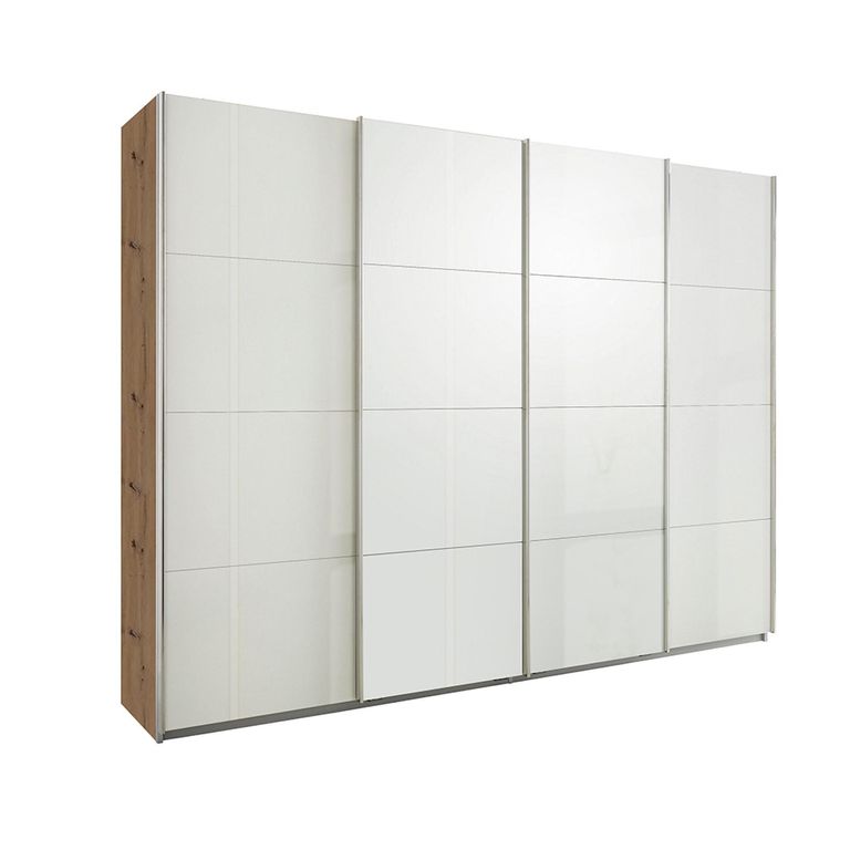Beluga Extra Sliding Wardrobe - 271cm - 4 Door - Artisan Oak & White High Gloss