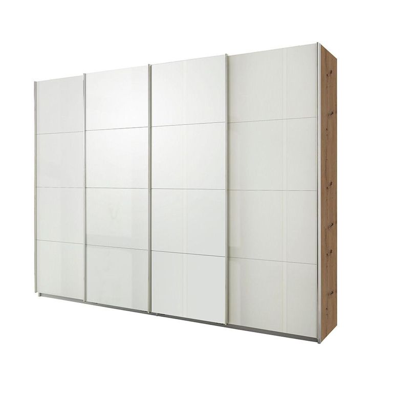 Beluga Extra Sliding Wardrobe - 271cm - 4 Door - Artisan Oak & White High Gloss