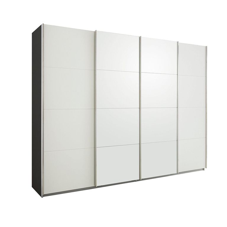 Beluga Extra Sliding Wardrobe - 271cm - 4 Door - Graphite & Alpine White