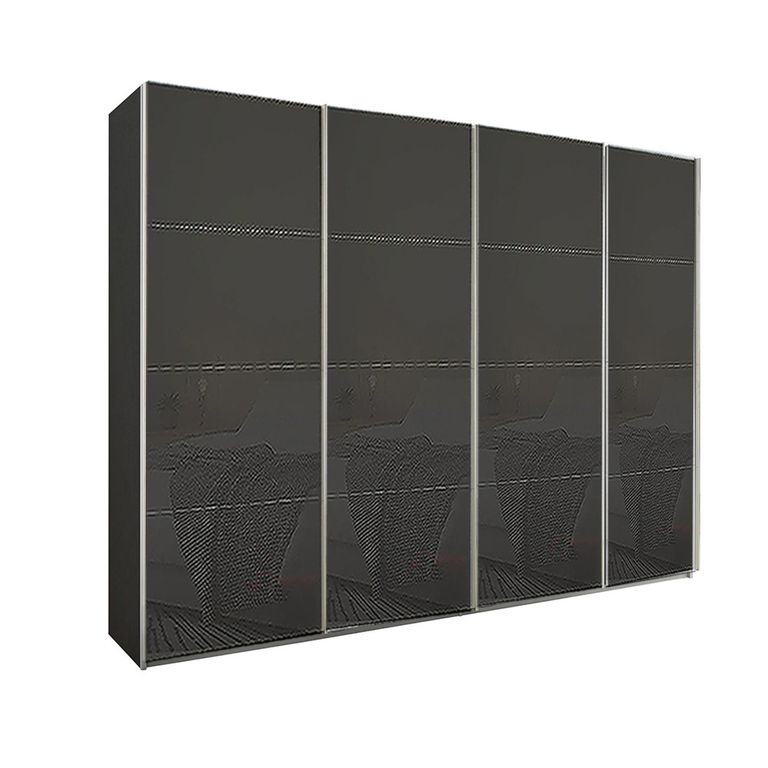 Beluga Extra Sliding Wardrobe - 271cm - 4 Door - Graphite & Basalt Glass