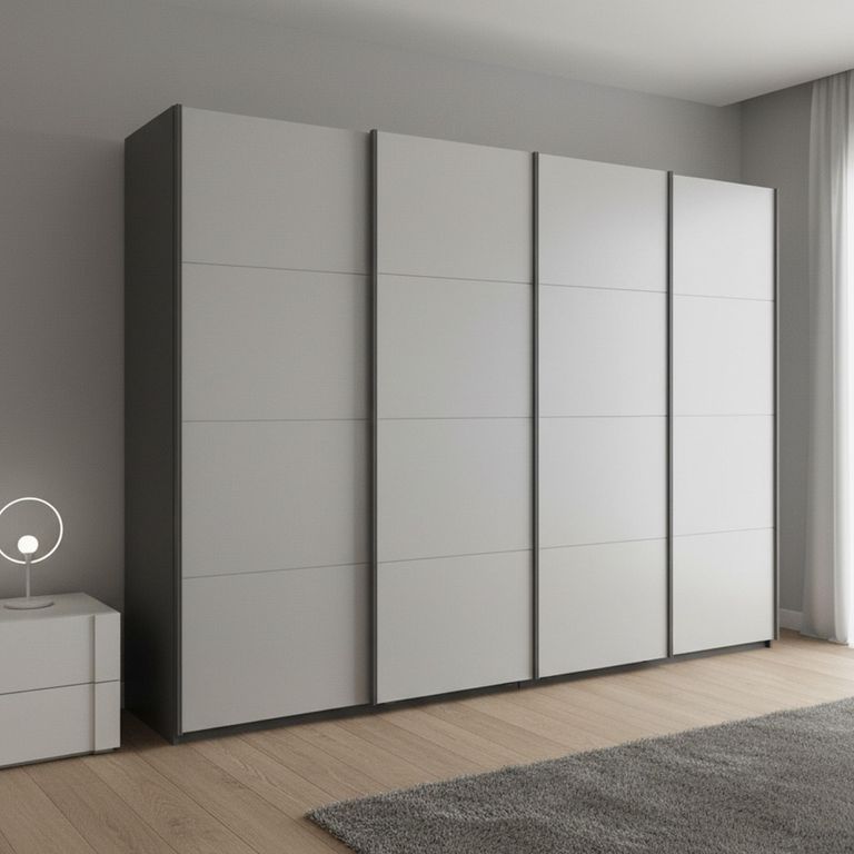 Beluga Extra Sliding Wardrobe - 271cm - 4 Door - Graphite & Silk Grey