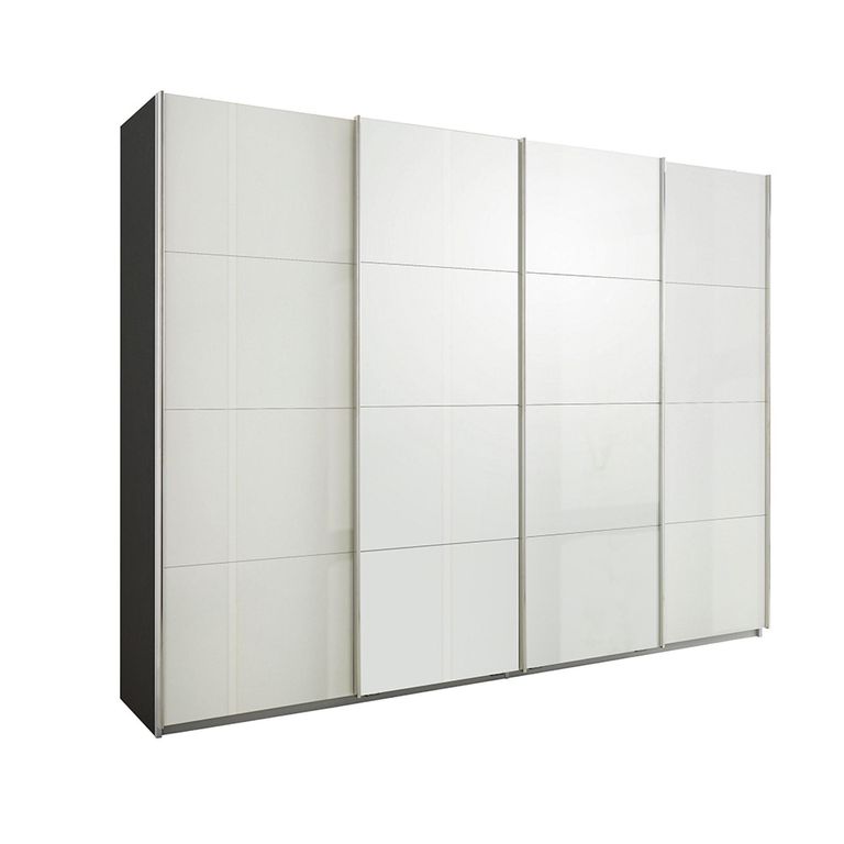 Beluga Extra Sliding Wardrobe - 271cm - 4 Door - Graphite & White High Gloss