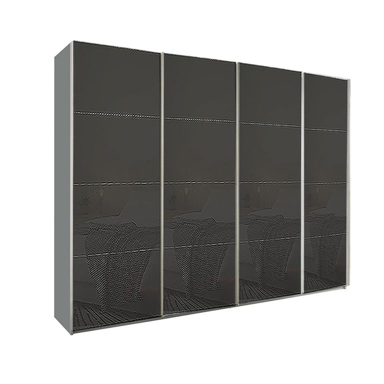 Beluga Extra Sliding Wardrobe - 271cm - 4 Door - Silk Grey & Basalt Glass