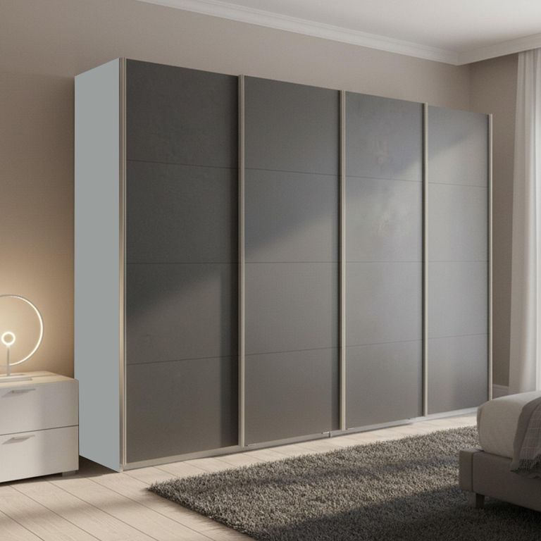 Beluga Extra Sliding Wardrobe - 271cm - 4 Door - Silk Grey & Graphite