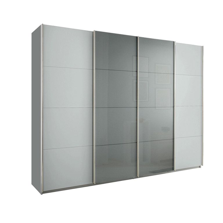 Beluga Extra Sliding Wardrobe - 271cm - 4 Door - Silk Grey & Silk Grey Glass Front